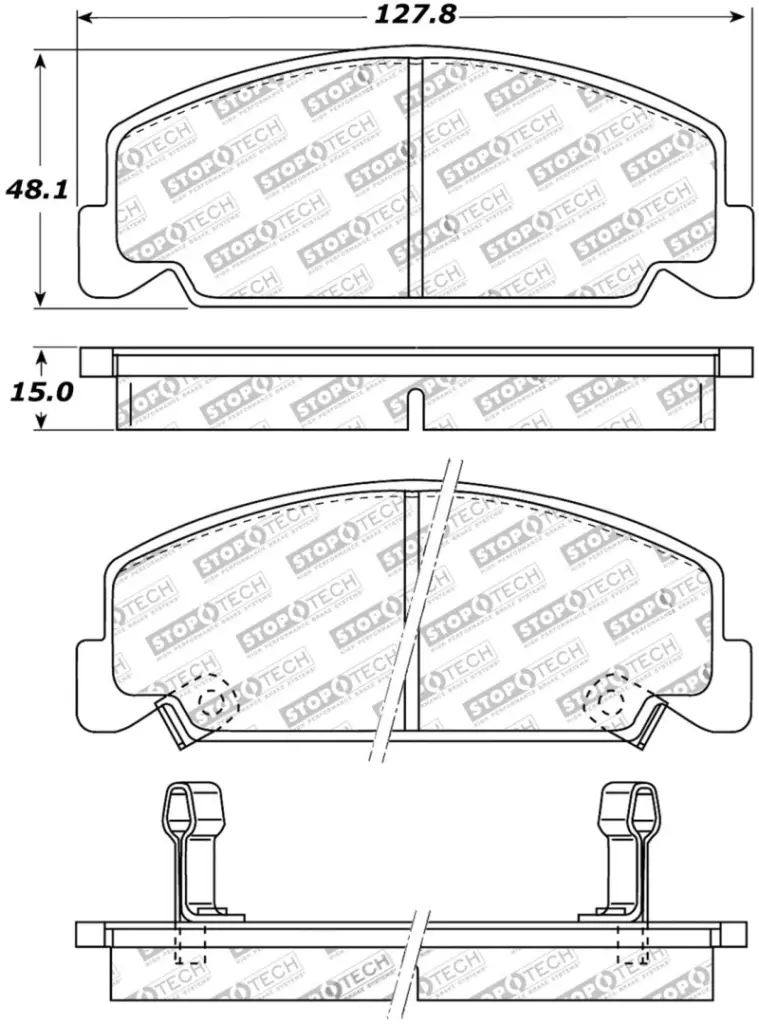 StopTech Street Touring Front Brake Pads 93-00 Honda Civic DX Rear Drum Brakes