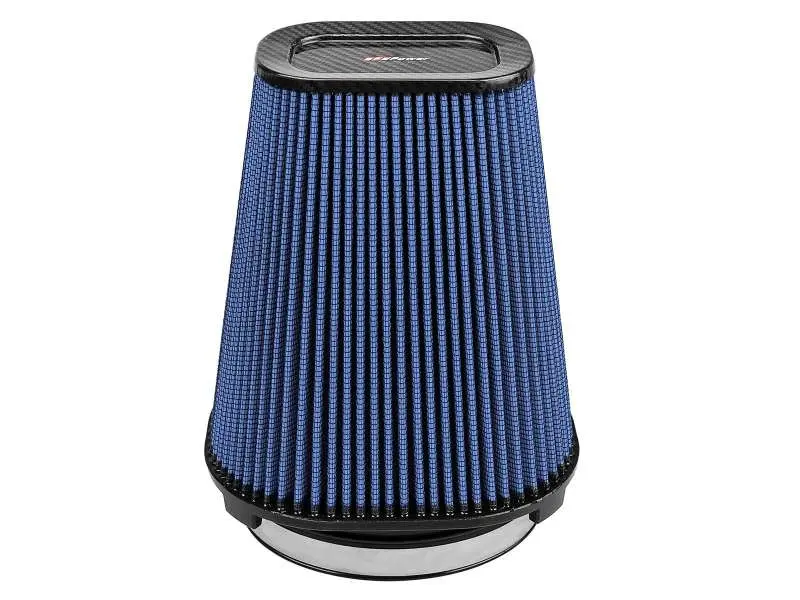 aFe Magnum FLOW Pro 5R Air Filter 5.5x7.5in Front 9x7in Back 5.8x3.8in Top Carbon Fiber 10in Height