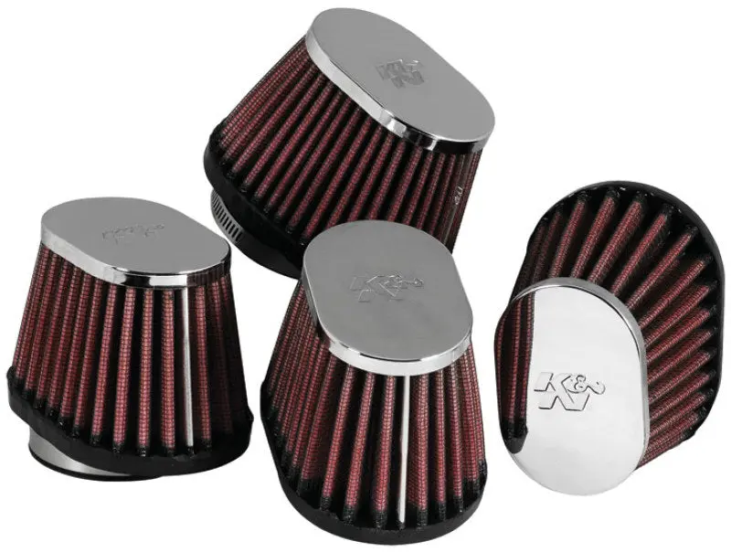 K&N Universal Chrome Oval Tapered Air Filter 2in Flg ID x 4in OS L K&N Engineering