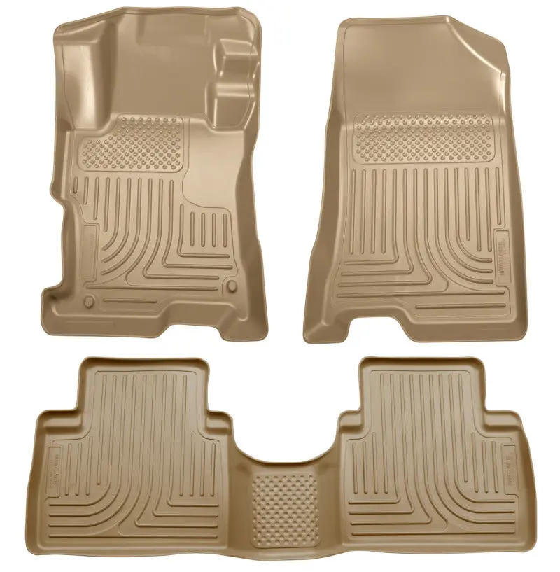 Husky Liners 2008-2012 Honda Accord 4DR WeatherBeater Combo Tan Floor Liners One Piece 2nd Row