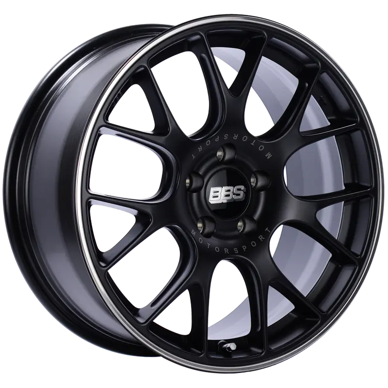 BBS CH-R 18x9 5x120 ET44 Satin Black Polished Rim Protector Wheel PFS/Clip Required