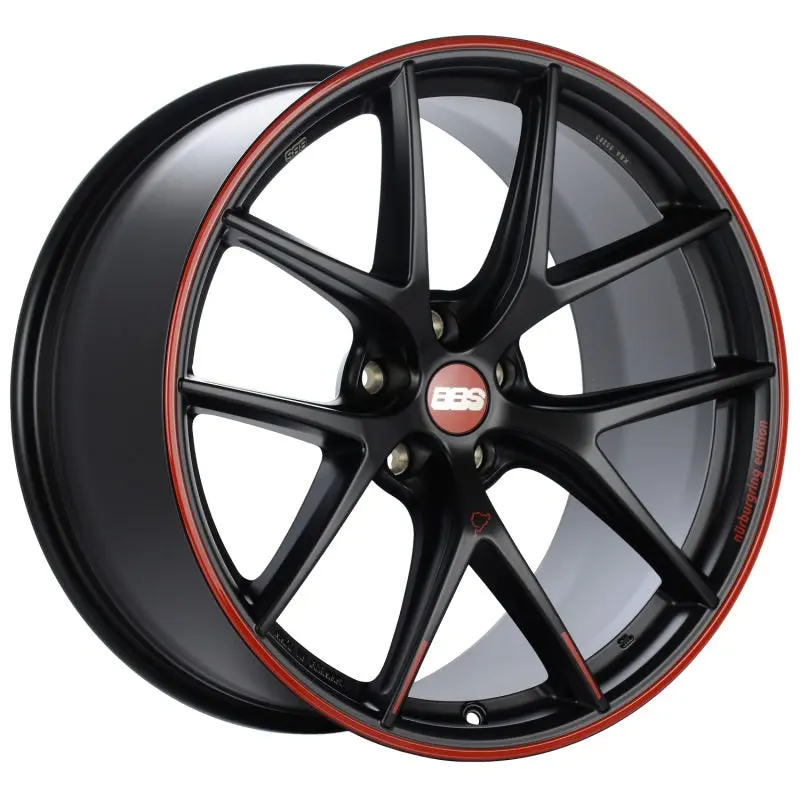 BBS CI-R Nurburgring Edition 20x9 5x120 ET25 Satin Black Red Lip Wheel 82mm PFS Clip Required