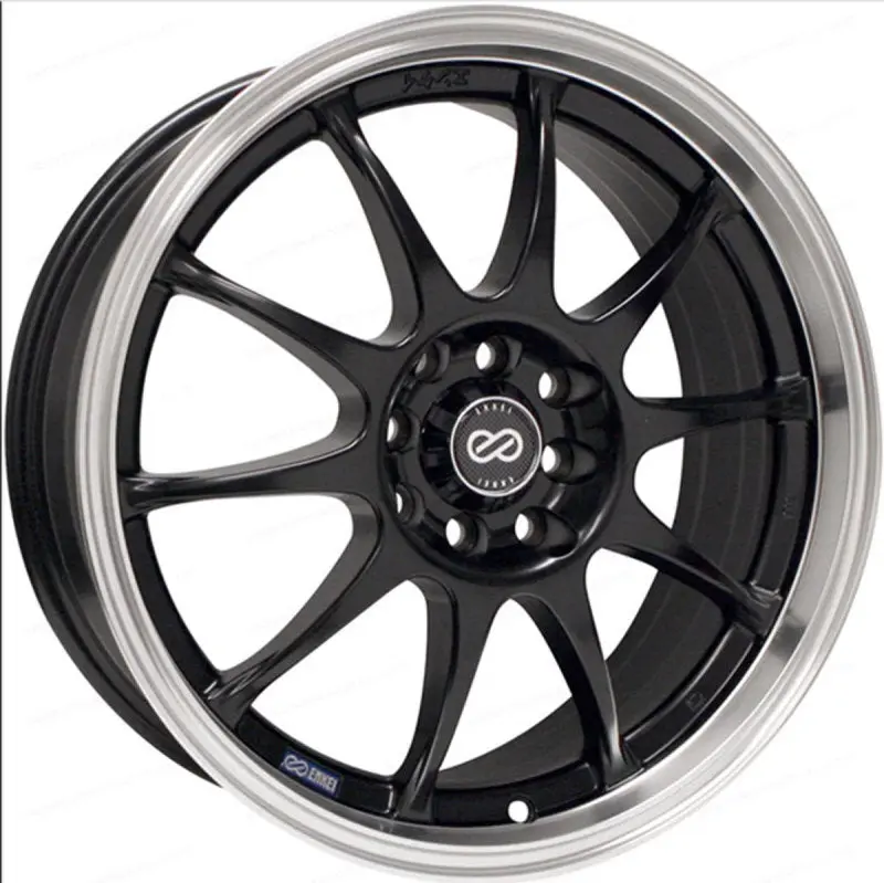 Enkei J10 15x6.5 4x100/114.3 38mm Offset Matte Black w/ Machined Lip Wheel