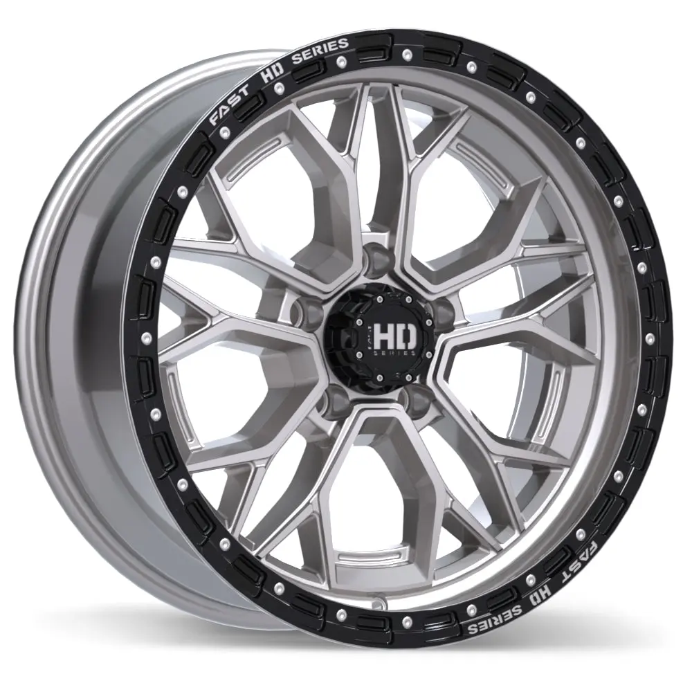 Muramasa 20x9.0 5x139.7mm +0 Offset 77.8mm Hub Silver Black Wheel Fast HD