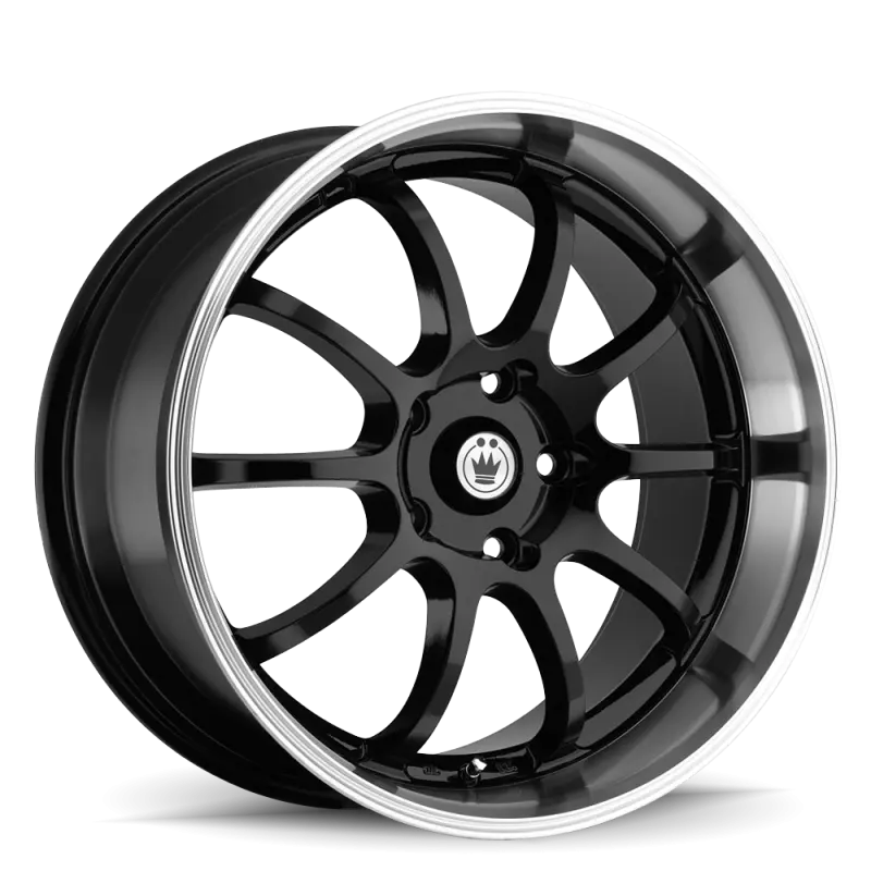 Konig Lightning 14x6 Black/Machine Lip Wheels - 8x100/114.3 ET38 - Lightweight Performance Rims