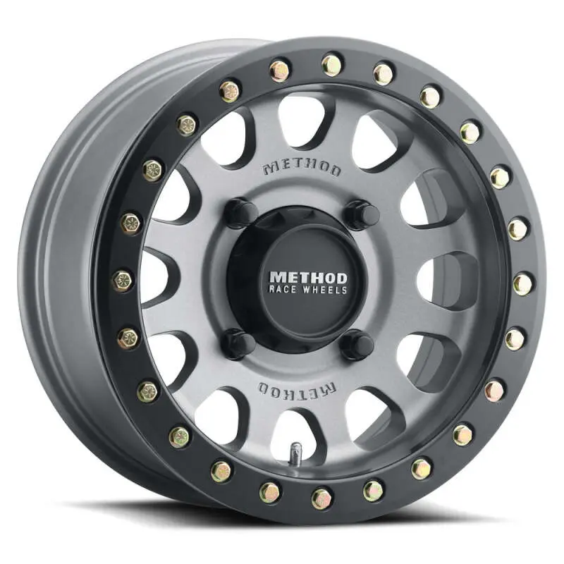 Method MR401 UTV Beadlock Titanium Wheel 15x6 5+1 Offset 53mm 4x156 132mm CB Matte Black Ring Method Wheels