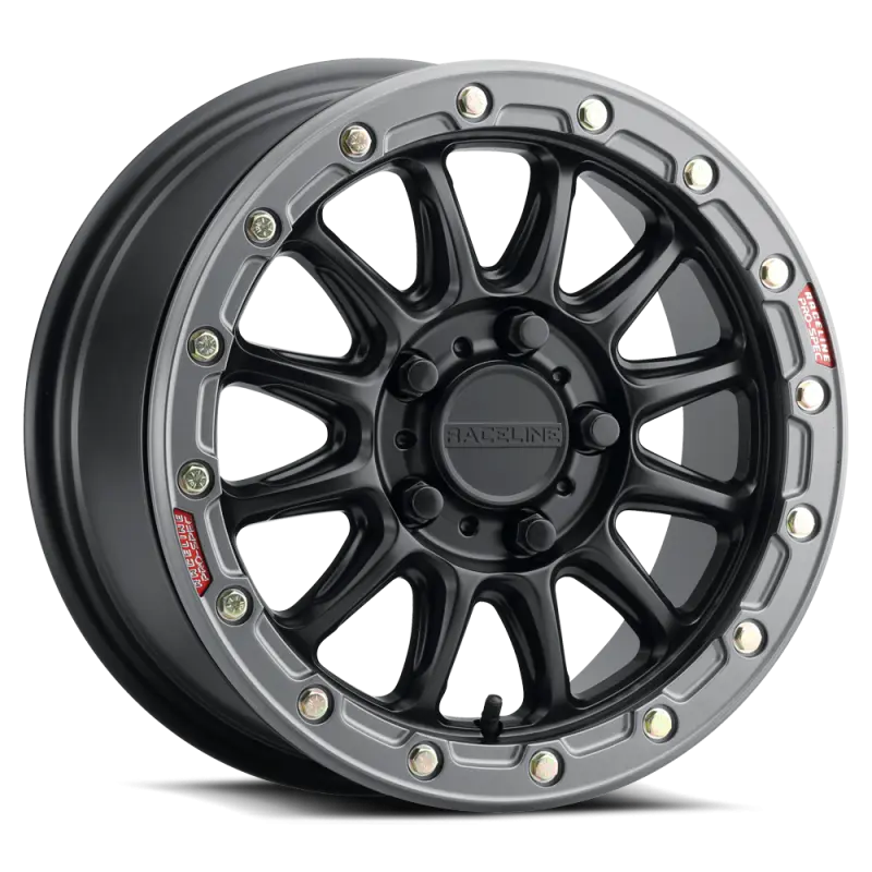 Raceline A14BG Alpha 15x7in 5x114.3 BP 53mm Offset Black Gunmetal Beadlock Wheel