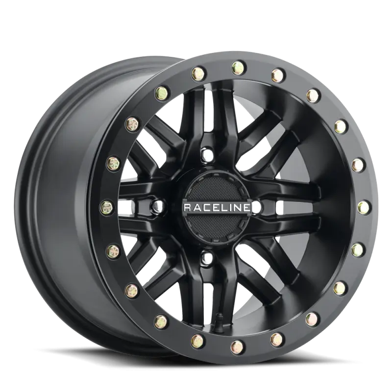 Raceline A91B Ryno 15x7in Satin Black Beadlock Wheel 4x156 BP 10mm Offset 132.5mm Bore