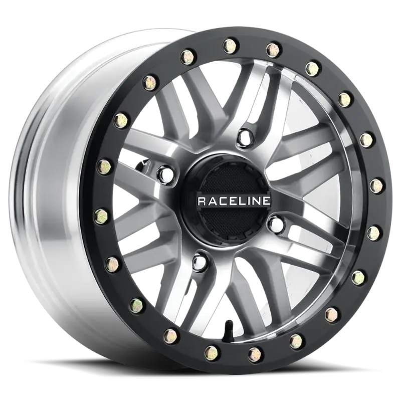Raceline A91MA Ryno 15x10in Machined & Black Ring Beadlock Wheel 4x156 BP 0mm Offset 132.5mm Bore