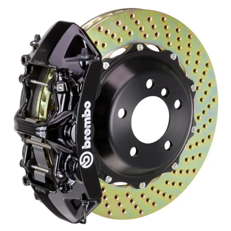Brembo 06-11 Lexus GS300 Front GT BBK 6 Piston Cast 355x32 2pc Drilled Rotor Black