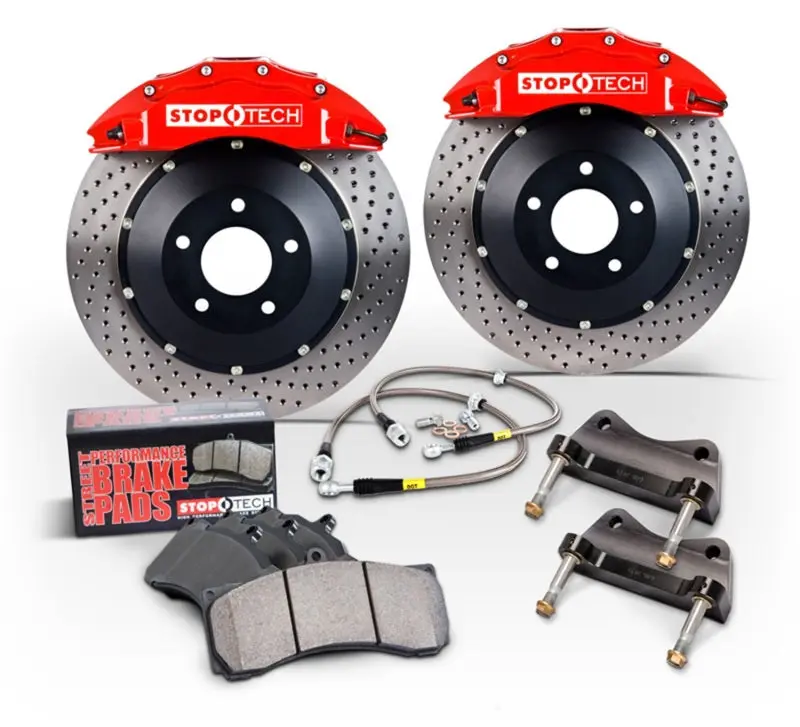 StopTech 2015 Audi S3 VW Golf R Front Big Brake Kit Red ST-60 Caliper Zinc Slotted 355x32mm 2-Piece Rotors