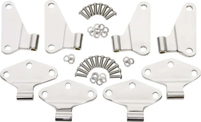 Kentrol 07-18 Jeep Wrangler JK Body Door Hinge Set 8pc 4-Door Polished Silver