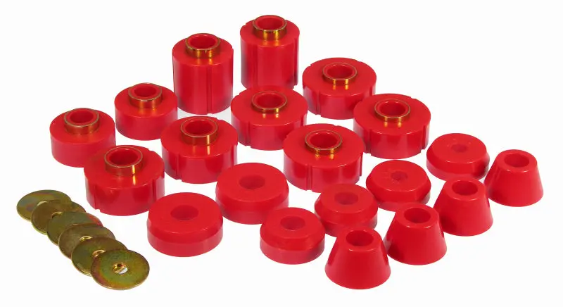 Prothane Red Body Mount Kit 80-96 Ford F100 F350 2WD 4WD