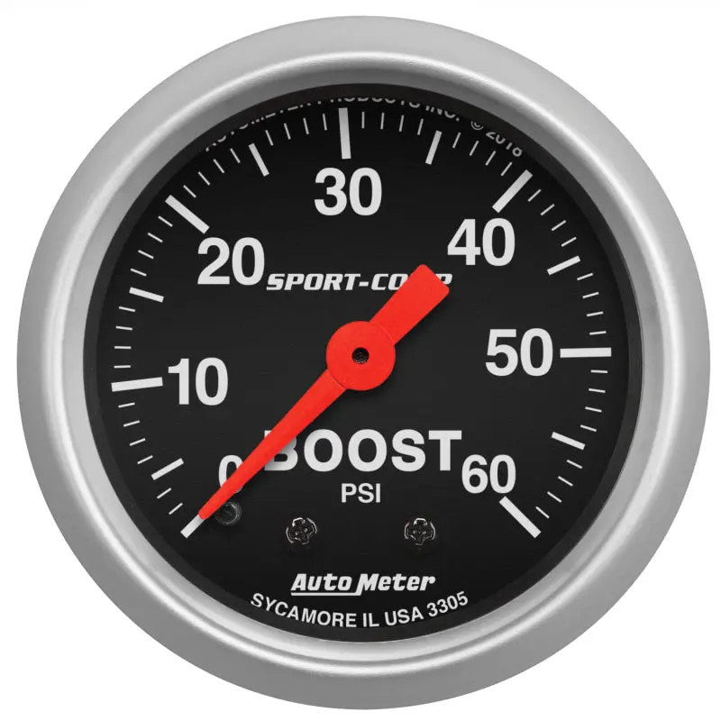 AutoMeter Sport-Comp 2-1/16in 0-60 PSI Mechanical Boost Pressure Gauge