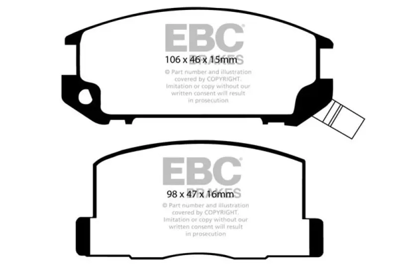 EBC 85-90 Toyota MR2 1.6 Ultimax2 Rear Brake Pads - Lightweight Performance