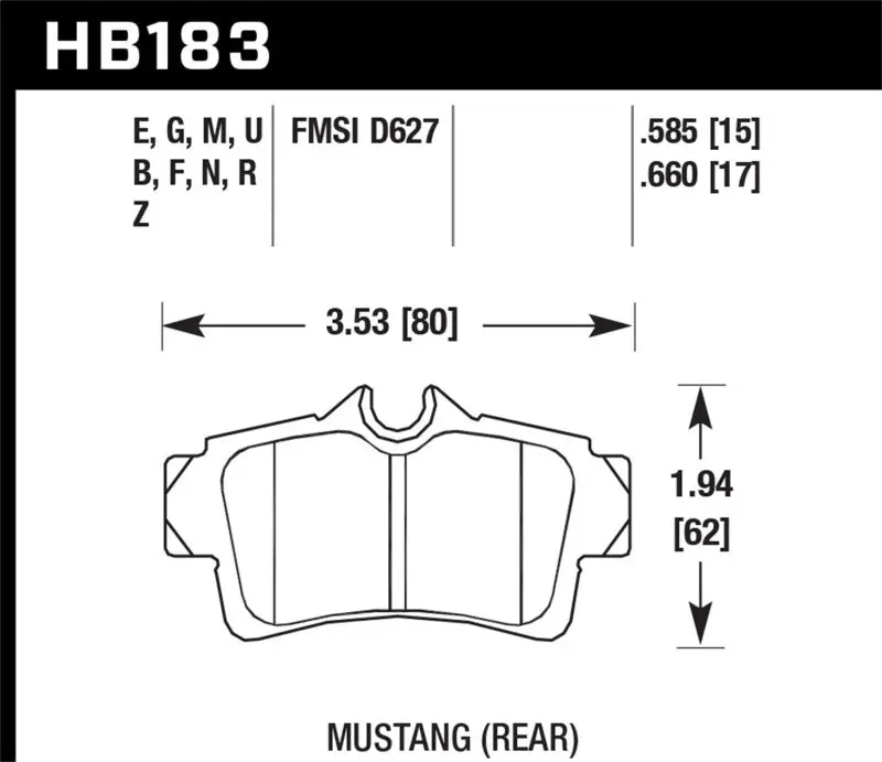 Hawk 1999-2004 Ford Mustang Base 3.8 HPS 5.0 Rear Brake Pads Hawk Performance