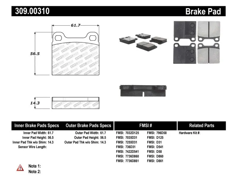 StopTech Performance 98-04 Volvo C70 V70 Rear Brake Pads Premium Fit