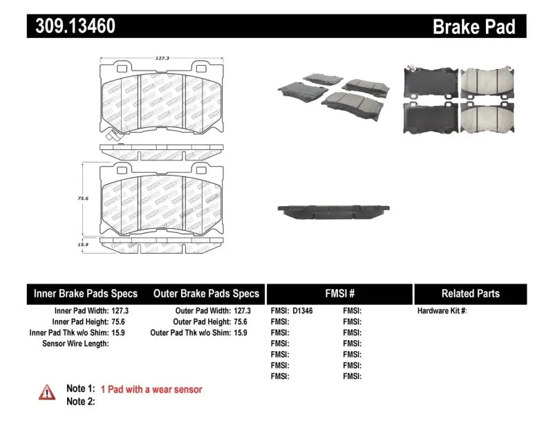 StopTech Performance Front Brake Pads 09-13 Infiniti FX35 FX37 FX45 FX50 08-13 G37 09-12 370Z