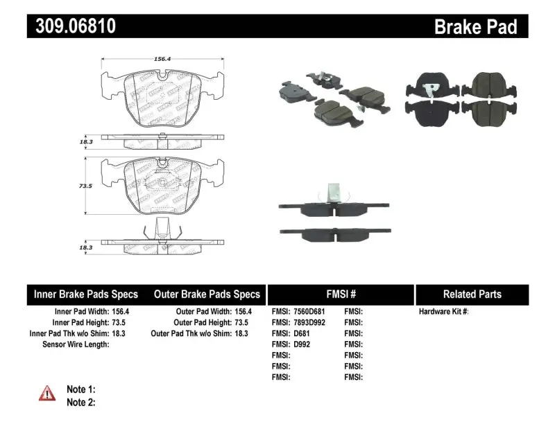 StopTech Performance Front Brake Pads BMW M5 E39 X5 Range Rover HSE 2000-2006