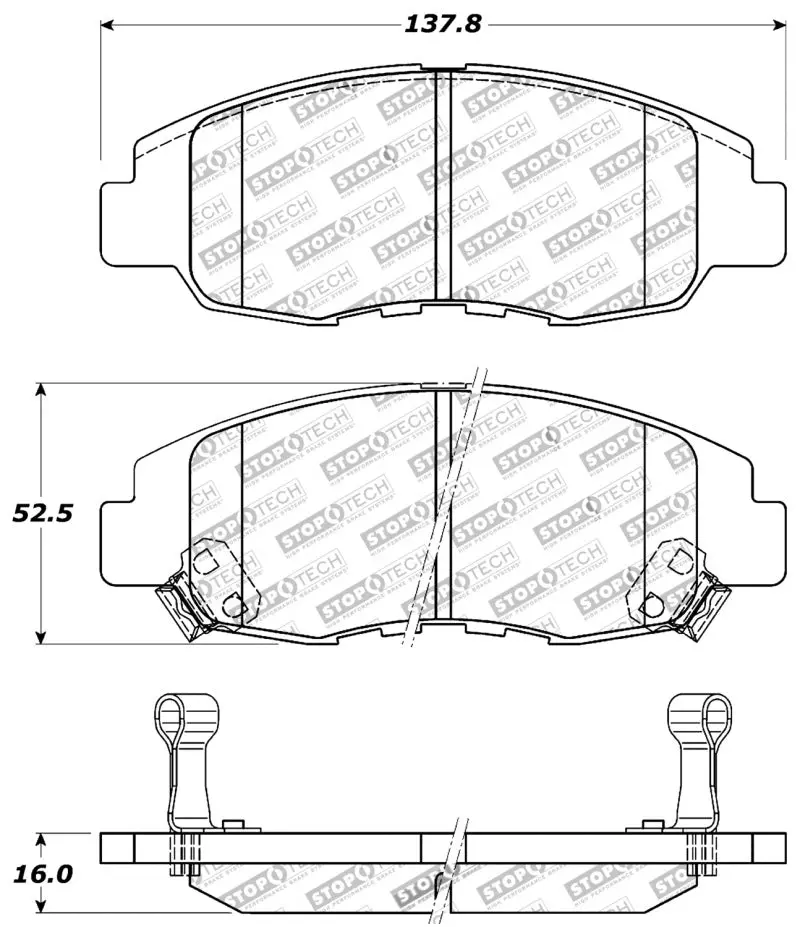 StopTech Performance Front Brake Pads Honda Accord Coupe Sedan 4cyl 1998-2002