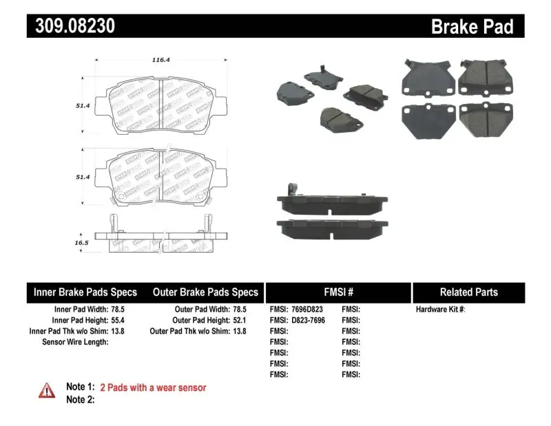 StopTech Performance Rear Brake Pads 00-05 Toyota Celica GT-S