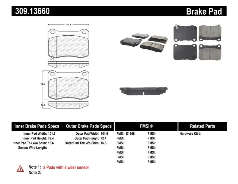StopTech Performance Rear Brake Pads 08-09 Lexus IS F