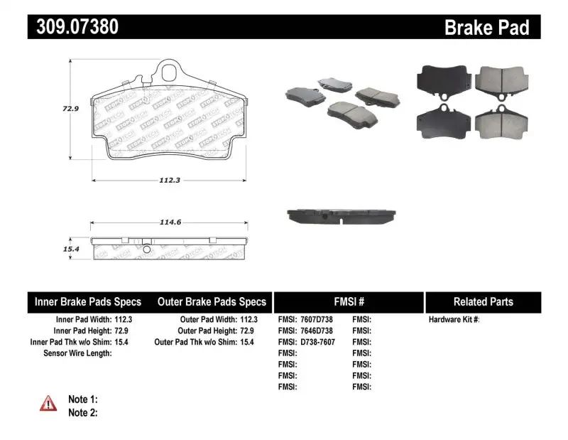 StopTech Performance Rear Brake Pads Porsche Boxster 911 1997-2008
