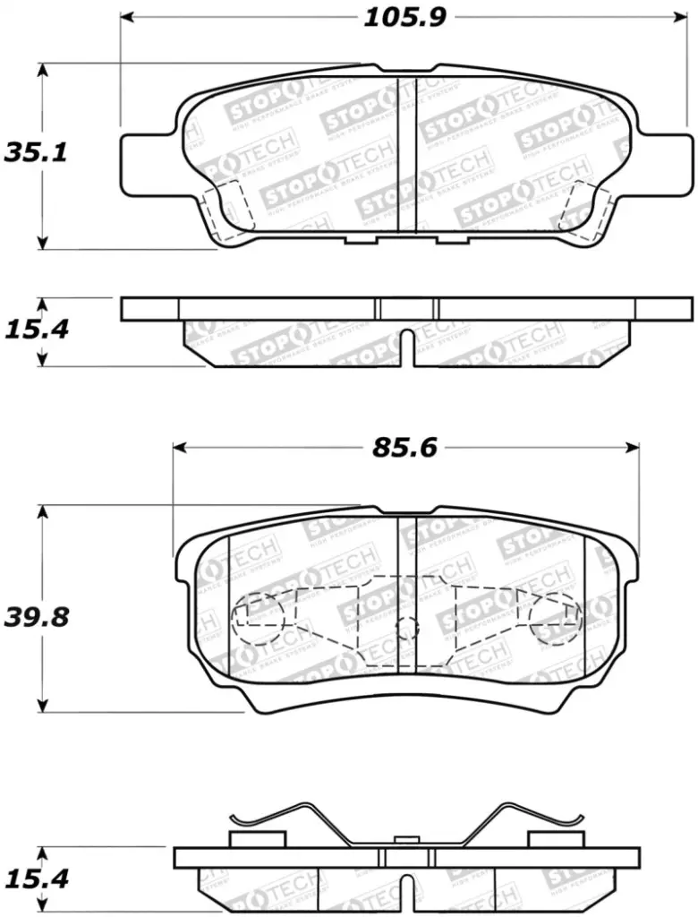 StopTech Street Performance Rear Brake Pads 07-17 Jeep Patriot