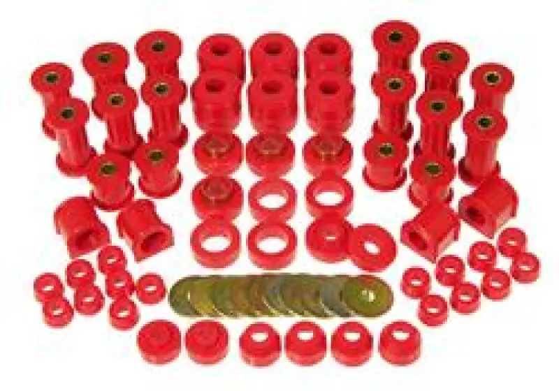 Prothane 87-96 Jeep Wrangler Total Suspension Bushing Kit Red Polyurethane