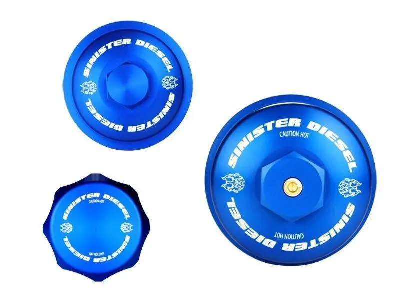 Sinister Diesel 03-07 Ford 6.0L Billet Blue Cap Kit Engine Customization