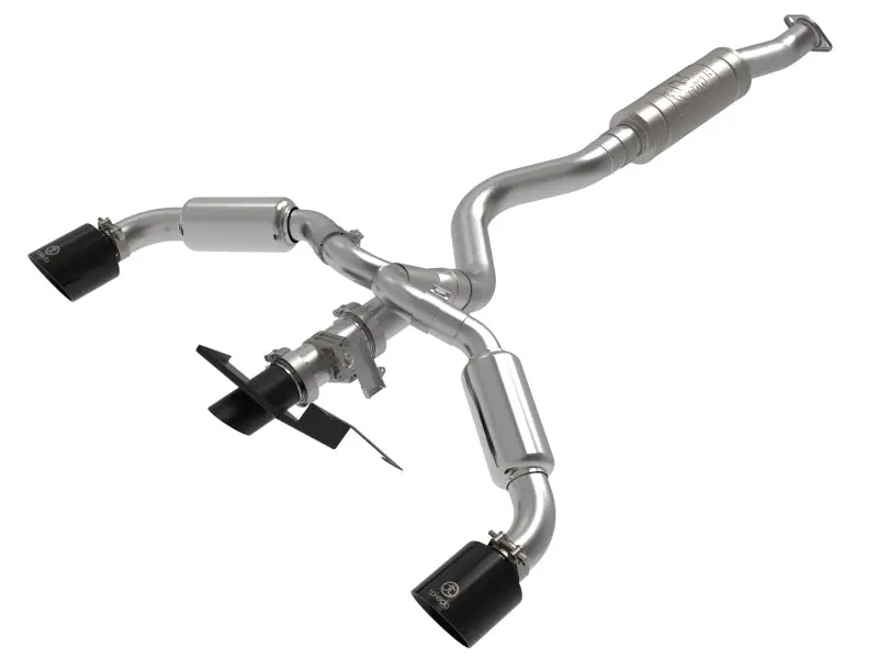aFe 2023-2024 Toyota GR Corolla 1.6L Turbo Gemini XV 3in to 2-1/2in Cat-Back Exhaust Black Tips