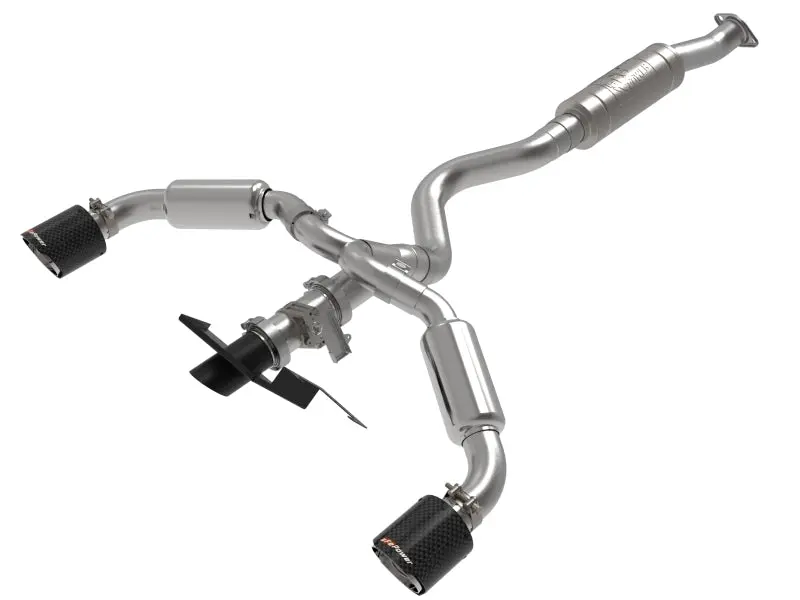 aFe 2023-2024 Toyota GR Corolla 1.6L Turbo Gemini XV 3in to 2-1/2in Cat-Back Exhaust Carbon Fiber Tips