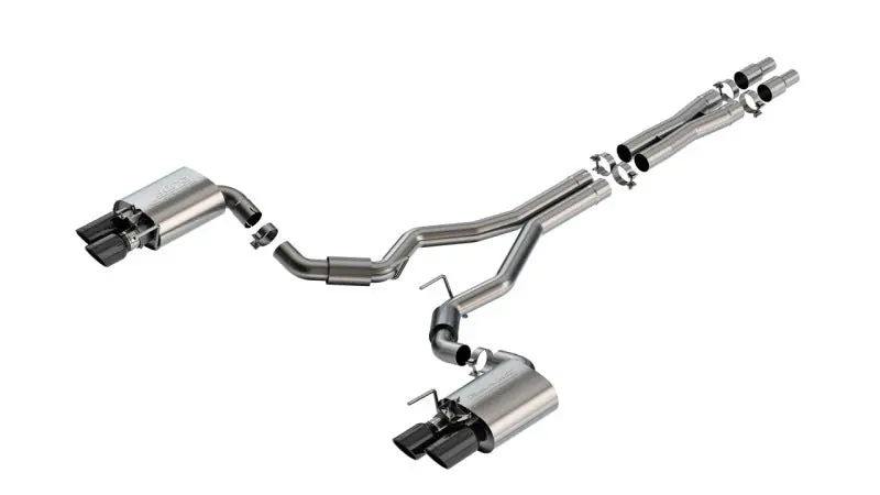 Borla 2024 Ford Mustang GT 5.0L V8 S-Type Cat-Back Exhaust System Active Exhaust Black Chrome