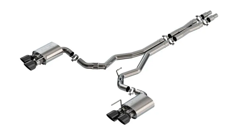 Borla ATAK Cat-Back Exhaust System 2024 Ford Mustang Dark Horse 5.0L V8 Active Exhaust Black Chrome Tips