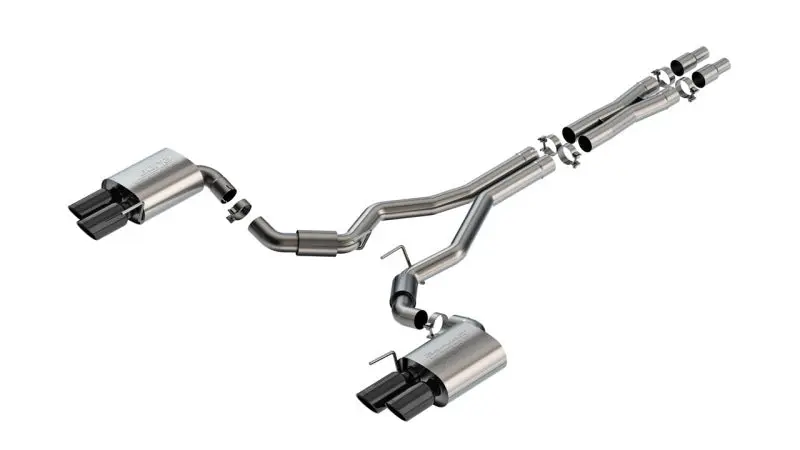 Borla S-Type Catback Exhaust 2024 Ford Mustang GT 5.0L V8 3in Non-Active Black Chrome Quad Tip