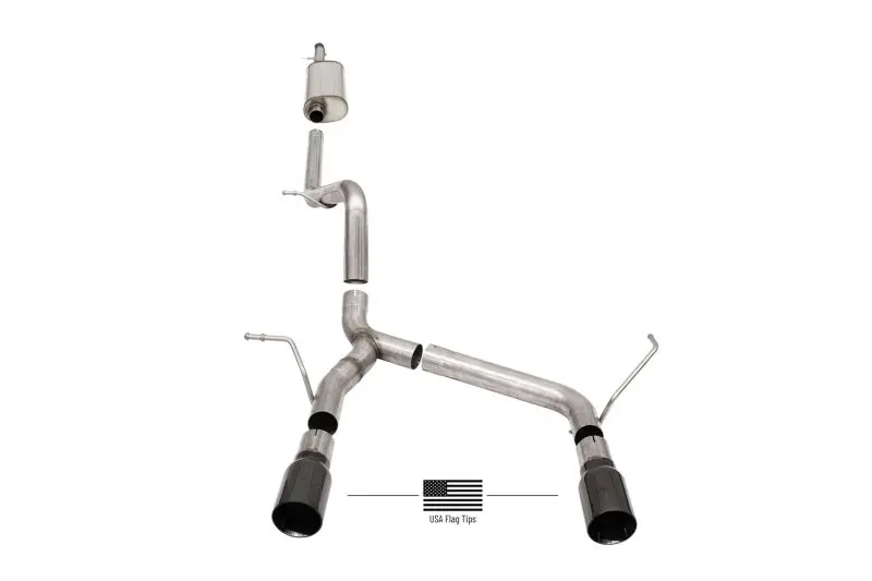 Corsa Sport Cat-Back Exhaust 07-18 Jeep Wrangler JKU 3.6L/3.8L 4in American Flag Black Tips CORSA Performance