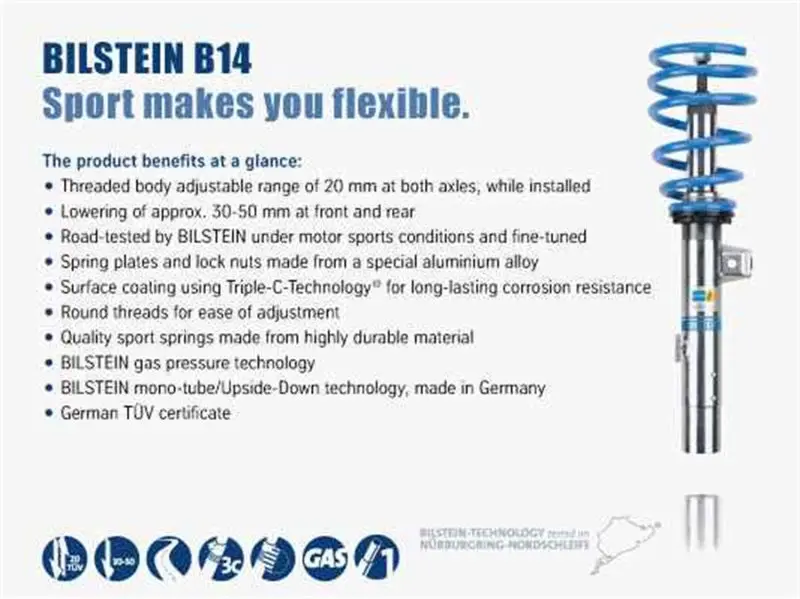 Bilstein B14 Suspension Kit 2007 Mini Cooper Base Hatchback Front and Rear