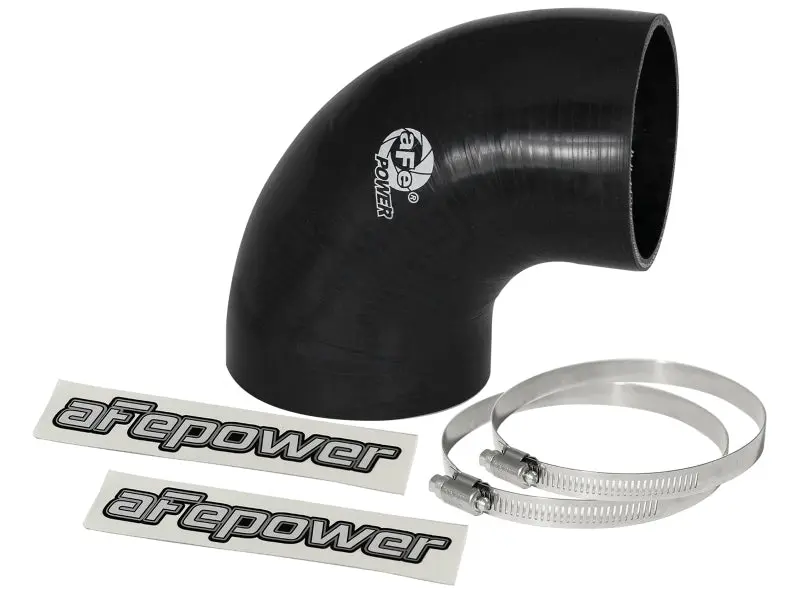 aFe Magnum FORCE CAI Universal Silicone Reducing Coupler 4in to 3.5in ID 90 Degree Elbow Black