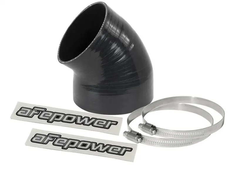 aFe Magnum FORCE CAI Universal Silicone 4.125in to 3.5in ID 49 Degree Elbow Reducing Coupler Black