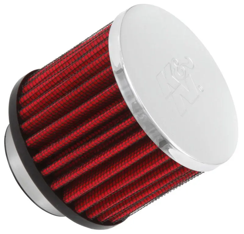 K&N 1.5in Flange ID x 3in OD x 2.5in H Chrome Finish Rubber Base Crankcase Vent Filter K&N Engineering