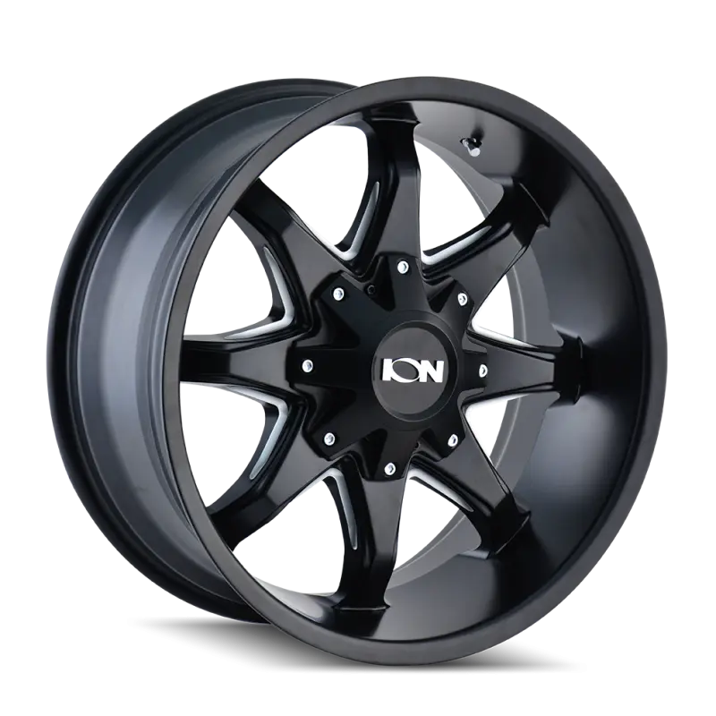 ION Type 181 17x9 Satin Black Milled Spokes Wheel 5x114.3 Bolt Pattern -12mm Offset 87mm Hub ION Wheels