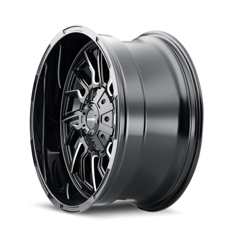 Mayhem 8111 Flywheel 22x10 5x127 BP -19mm Offset 87.1mm Hub Black Milled Spokes Wheel