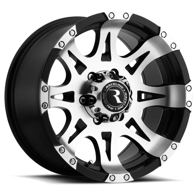 Raceline 982 Raptor 17x9in Black & Machined Wheel 5x127 BP 0mm Offset 78.1mm Bore