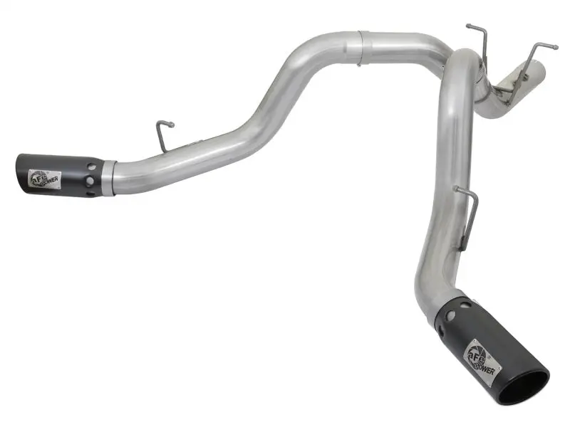aFe ATLAS 4in DPF-Back Aluminum Steel Exhaust System Dual Exit Black Tip 2017 GM Duramax 6.6L