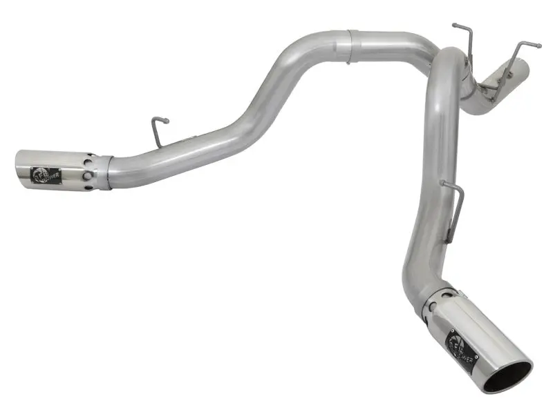 aFe ATLAS 4in DPF-Back Aluminum Steel Exhaust System Dual Exit Polished Tip 2017 GM Duramax 6.6L