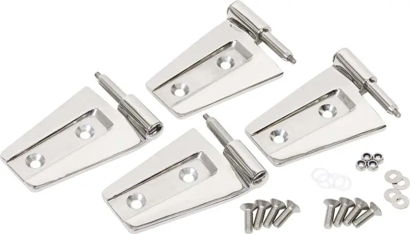 Kentrol 07-18 Jeep Wrangler JK 2-Door Hinge Set 4pc Polished Silver Door Hardware