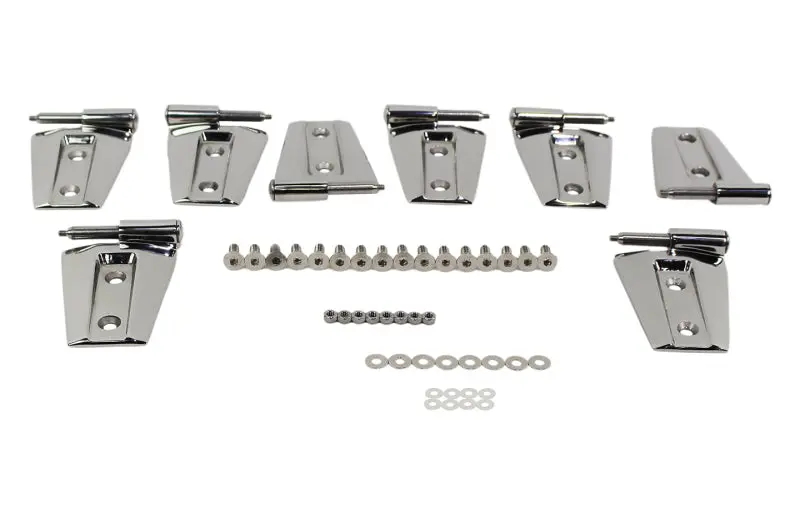 Kentrol 07-18 Jeep Wrangler JK 4-Door Hinge Set 8pc Polished Silver Complete Kit