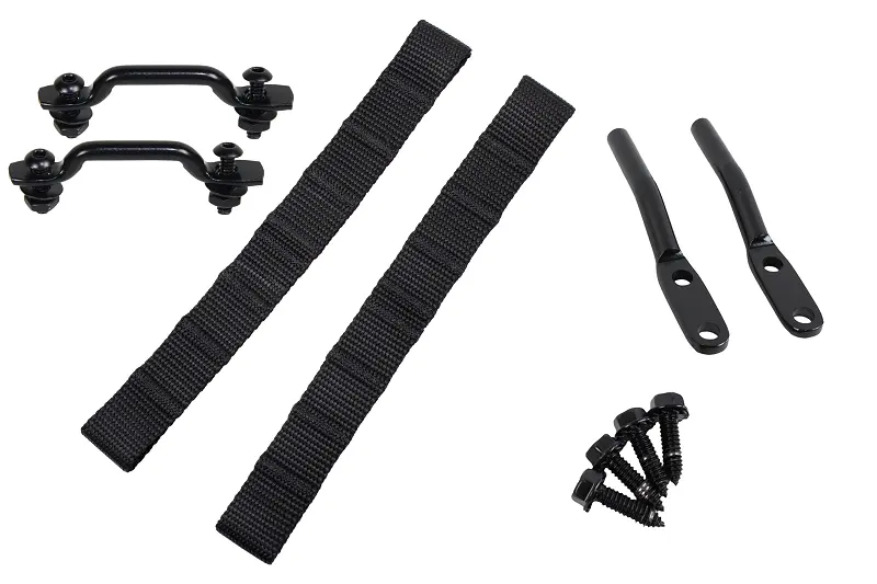 Kentrol 76-95 Jeep CJ YJ Door Strap Kit Black Powdercoat Stainless Steel