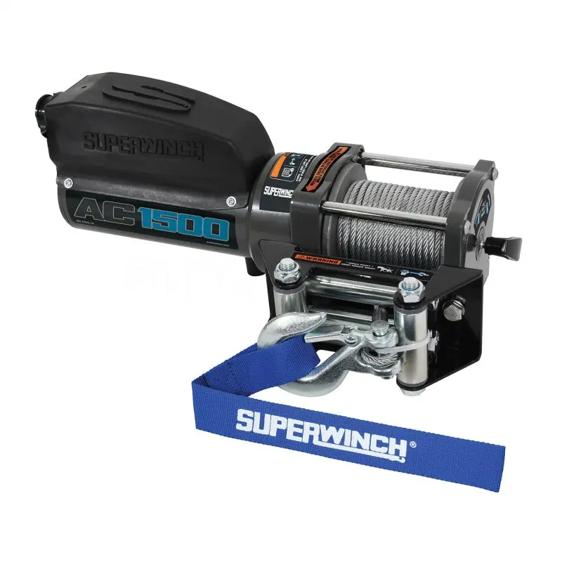Superwinch 1500 lbs 1.1 HP 120V AC 1/8 x 35ft Wire Rope Winch Gray Wrinkle