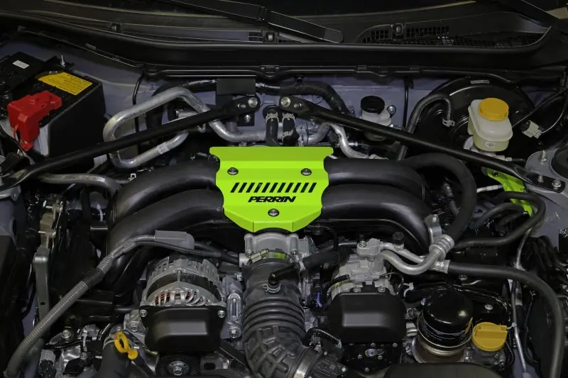 Perrin 2022+ Subaru BRZ Toyota GR86 Engine Cover Neon Yellow Wrinkle Perrin Performance